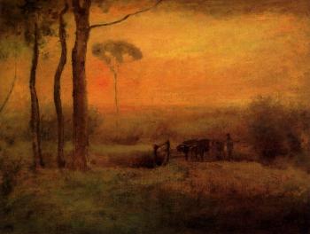 George Inness : Pastoral Landscape At Sunset